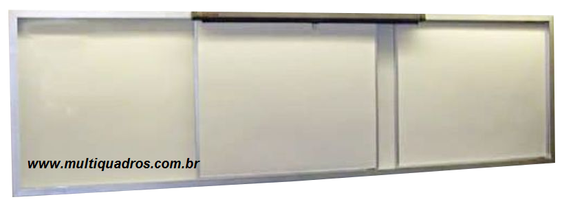 Quadro Duplo de Correr - Branco com Tela de Projeção